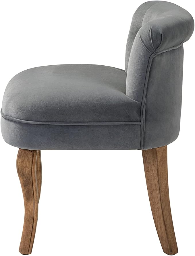 Modern Velvet Vanity Chair with with Solid Wood Legs Upholstered Vanity Stool with Low Back Small Makeup Chair Home Decor for Bedroom Living Room Dressing Table Women Girls