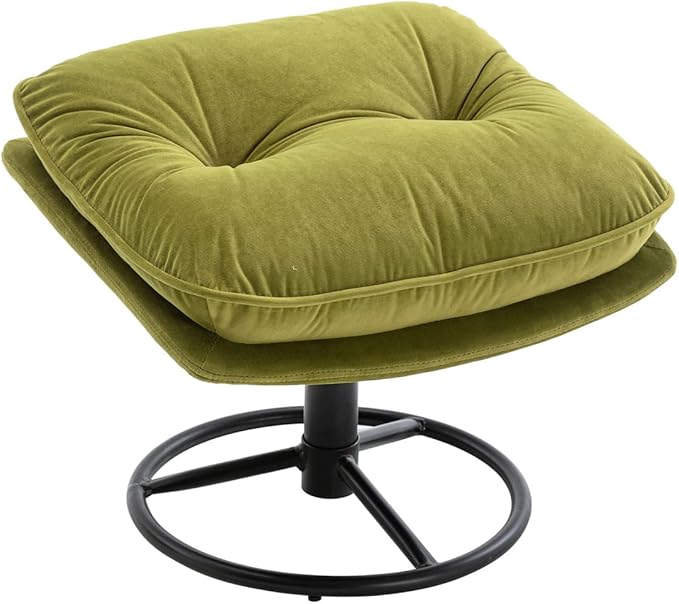 Velvet Swivel Accent Chair with Ottoman Modern Lounge Chair and Ottoman Set Button Tufted Upholstered Reading Chair for Living Room Bedroom Green