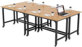 Tangkula Conference Room Table Set of 4 Mobile Computer Desk with Removable Storage Bag &amp 2 Hanging Hooks Rolling Meeting Table with Heavy-Duty Metal Frame Conference Desk (Natural)