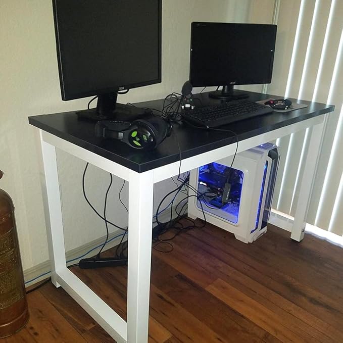 G-PLUS Computer DeskLaptop Notebook TableBedroom Sturdy Wooden Computer DeskModern Simple Style Black and White