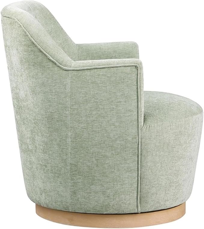 Pemberly Row Modern Accent Chair Mint Fabric Swivel Base Natural Wood Finish 26.5 W x 30.5 D x 31 H Contemporary Style for Living Room or Bedroom