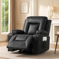 COMHOMA Recliner ChairPU Rocking Chair for AdultsSwivel Recliner with Cup HoldersSingle Sofa Seat with Side Pockets for Living RoomBedroom(Black)