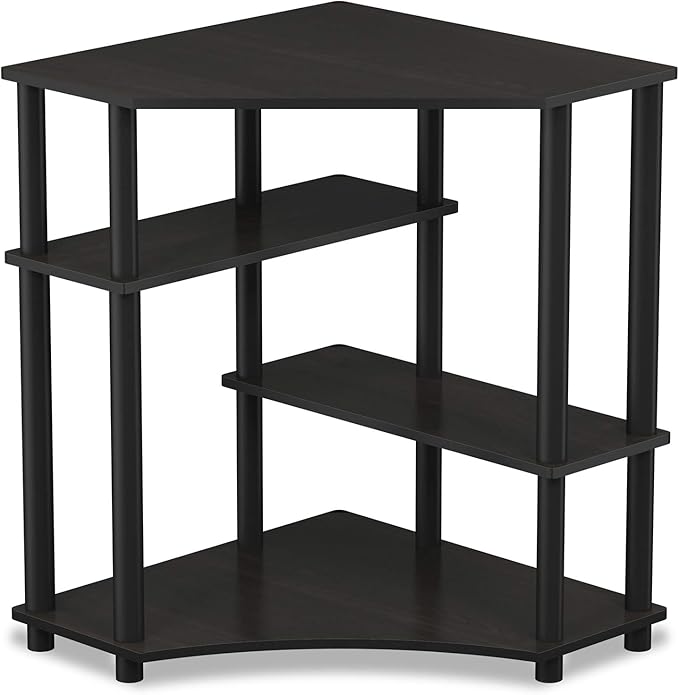 Furinno TURN-N-TUBE Desk Gaming Desk with Shelves Corner Computer Desk with Shelves Office Desk Space Saving For Home Office Bedroom Espresso