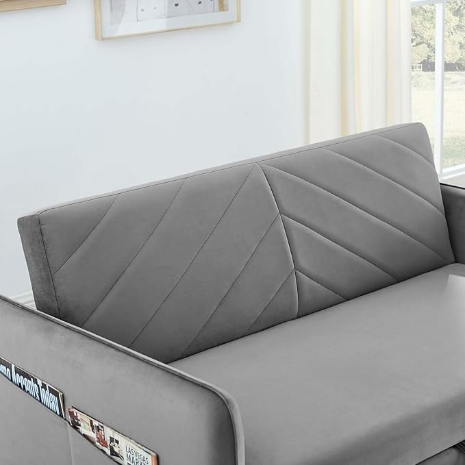 3 in 1 Convertible Sleeper Sofa Bed 55Compact Pull Out Couches with lumbar pillows &amp Storage pocket &amp USB Ports Adjustable Backrest Comfy Velvet Loveseat Sofas for Living Room Small Space