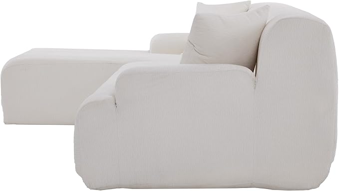 2 Piece Large L-Shape Modular Sectional Sofa with Two Pillowsfor Living Room Office Apartment Bedroom Salon (Beige@Chenille)