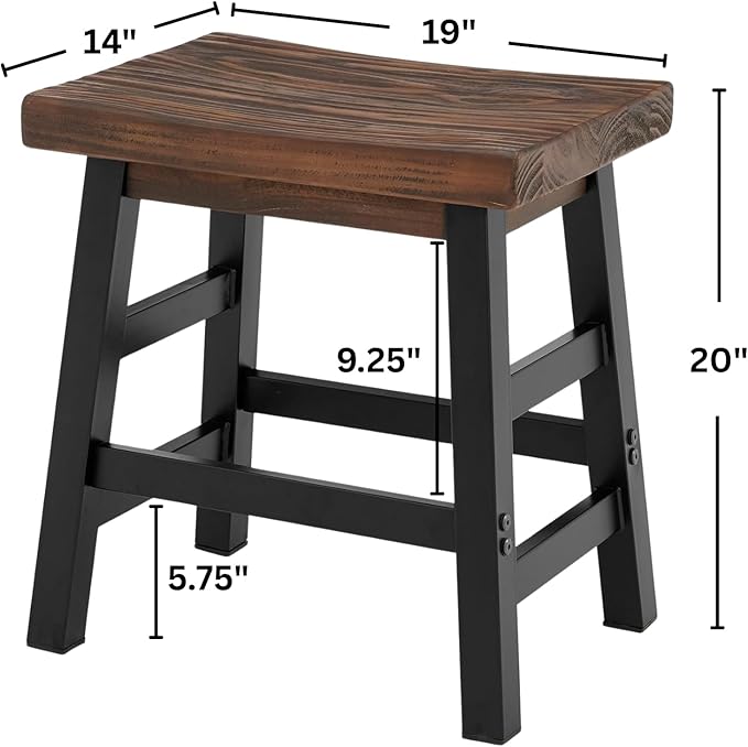 Alaterre Furniture Pomona Rustic Industrial Barstool – 20” Backless Counter Stool with Solid Pine Wood Seat and Black Metal Legs – Farmhouse Seating for Dining Room Kitchen or Office (Natural/Black)