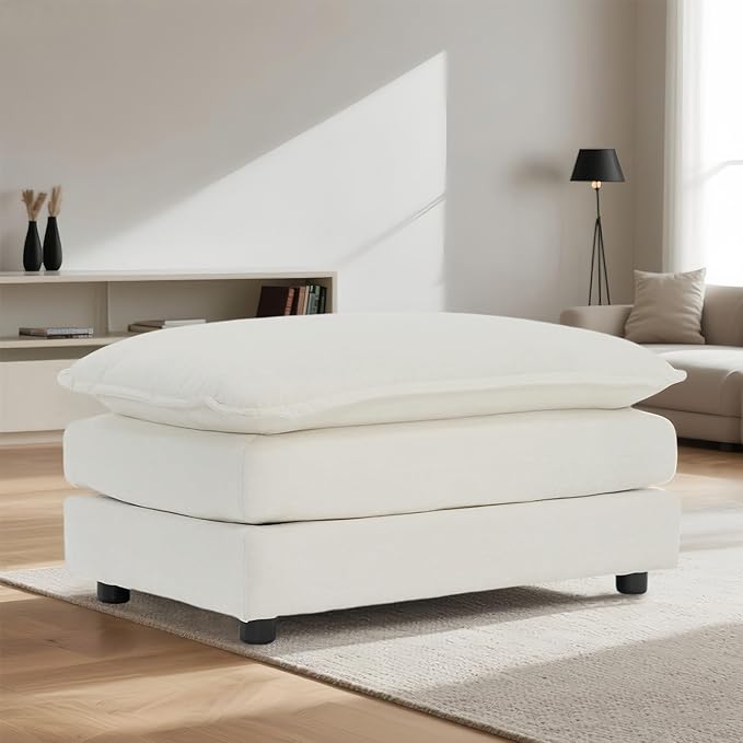 Sofa Ottoman Footrest Stylish Sofa Footstool Modern Upholstered Ottoman for Living RoomBedroom and ApartmentBeige