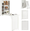 Folding Wall Mounted Desk Fold Down Table with Storage Shelves Wood Convertible Floating Table for Small Spaces Murphy Desk Wall Mount for Home Office (White)