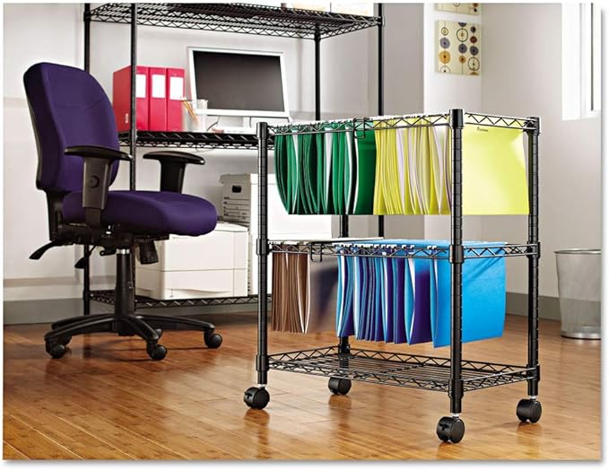 Alera ALE Two-Tier Rolling File Cart 26w x14d x 29-1/2h Black