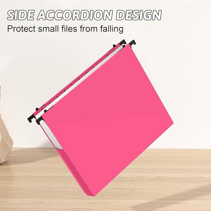 Plastic Hanging File Folders Expanding12 Pack Extra Capacity Hanging File Folder Letter Size2 Inch Expansion Heavy Duty FoldersAdjustable TabsPink Hanging Folders Designed for Bulky Files
