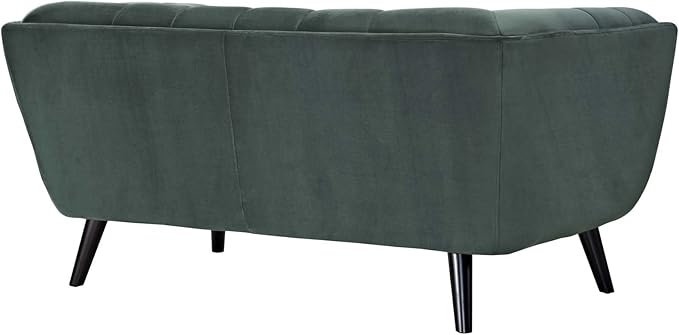 Modway Bestow Upholstered Velvet Button-Tufted Loveseat in Green