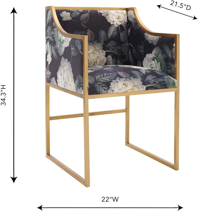 TOV Furniture Atara Floral Velvet Gold Chair