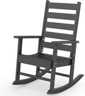 GREENVINES Outdoor-Rocking-Chair | HDPE Plastic | Patio Rockers | Porch Rocker Chairs | Shaker | Oversized | High Ladder Back | Big &amp Tall | PentaLuxe | Black