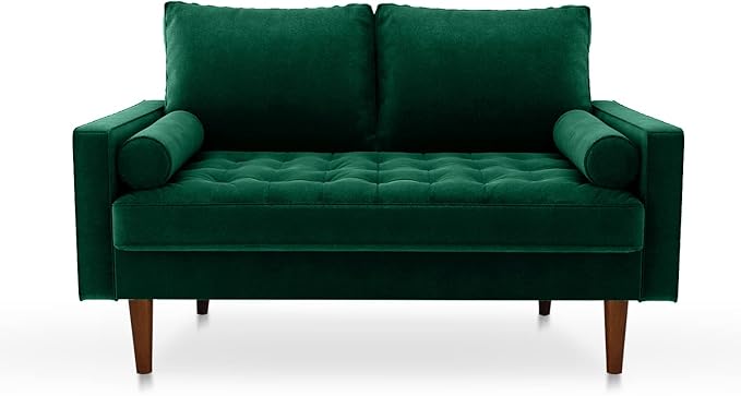 SILKIR Velvet Loveseat Sofa Love Seats Furniture for Small Spaces Mid-Century Modern Loveseats for Living Room Love Seat Couch 58 Inches Green