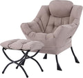 Tiita Lazy Chair with Ottoman Khaki Modern Large Accent Chair Comfy Leisure Sofa Armchair with Ottoman Reading Chair with Footrest for Bedroom Living Room Dorm Rooms Khaki