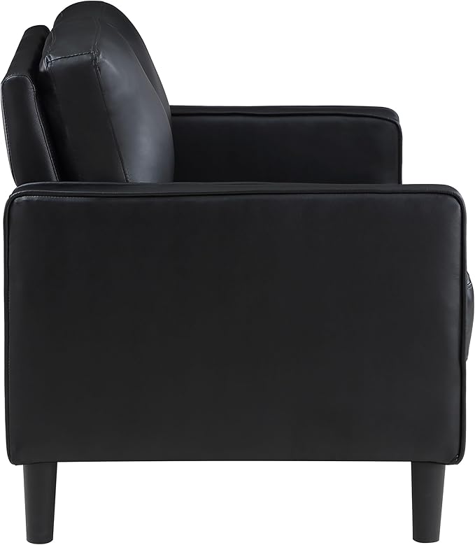 Coaster Home Furnishings - Ruth - Leatherette - Upholstered Loveseat with Track Arms Attached Seats and Backs and Straight Tapered Legs - Living Room - Black - 508362