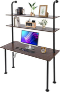 2-Shelf Industrial Wall Mount LadderWall Mount Computer Desk Writing DeskIndustrial Bookcase Desk with ShelvesFloating Desk with Storage Wall Table for Home Office Brown (47.2×20×79)