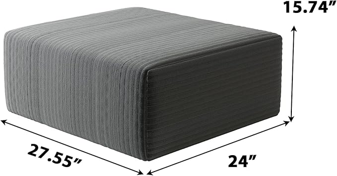 27 Sofa Ottoman Corduroy Upholstered Deep Seat Comfy Cloud Couch with Movable Ottoman DIY Combination No Assembly Required Gray