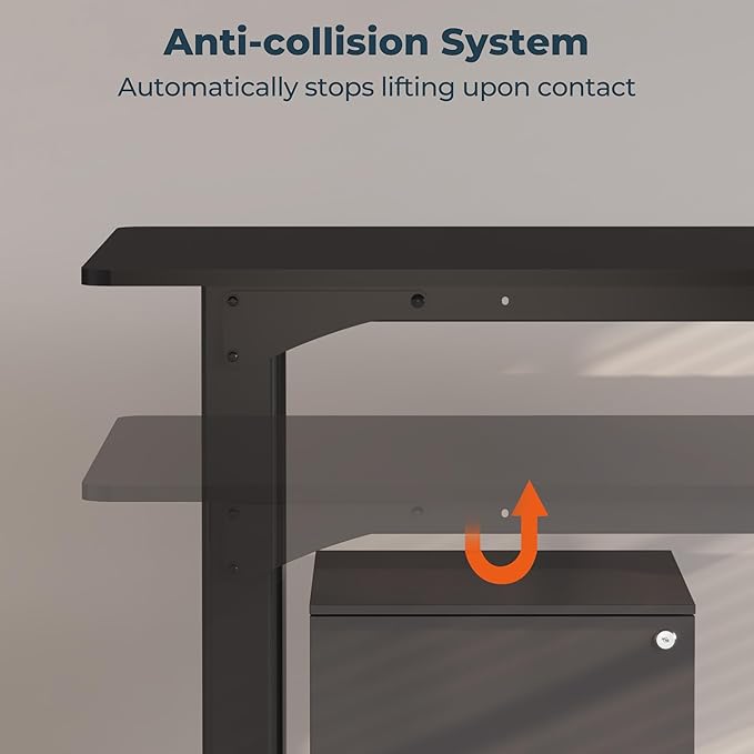 4 Legs Standing Desk Large 71x31 Inches Electric Adjustable Height Desks with Splice Board Stand Up Desks Home Office Computer Workstation Black