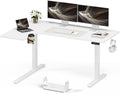Muvai L Shaped Standing Desk with Cable Management Tray 59 Inch Height Adjustable Electric Standing Corner Desk Sit Stand Up Work Table for Home Office Gaming with Reversible Splice Board White