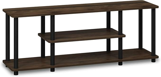 Furinno Turn-N-Tube No Tools 3D 3-Tier Entertainment TV Stand up to 50 inch TV Round Tubes Columbia Walnut/Black