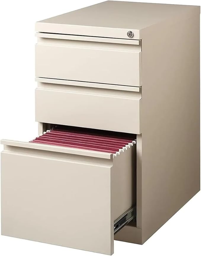 Mobile File Cabinet 3-Drawer Mobile Pedestal File Cabinet Putty (20-Inch)