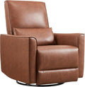 Swivel Rocking Nursery Recliner Chair Glider Rocker Recliner with High Backrest &amp Deep Seat PU Leather Sofa Chair for Nursery Living Room Bedroom and Home Theater Brown