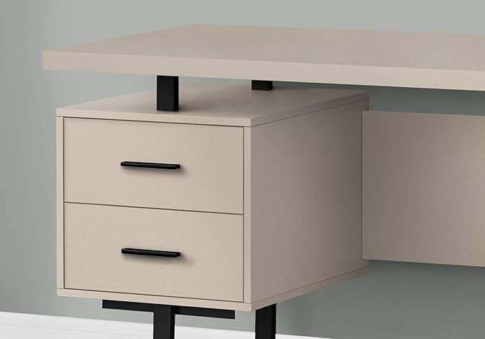 Computer Desk Home Office Laptop Left Right Set up Storage Drawers 60 l Work Beige Laminate Black Metal Contemporary Modern