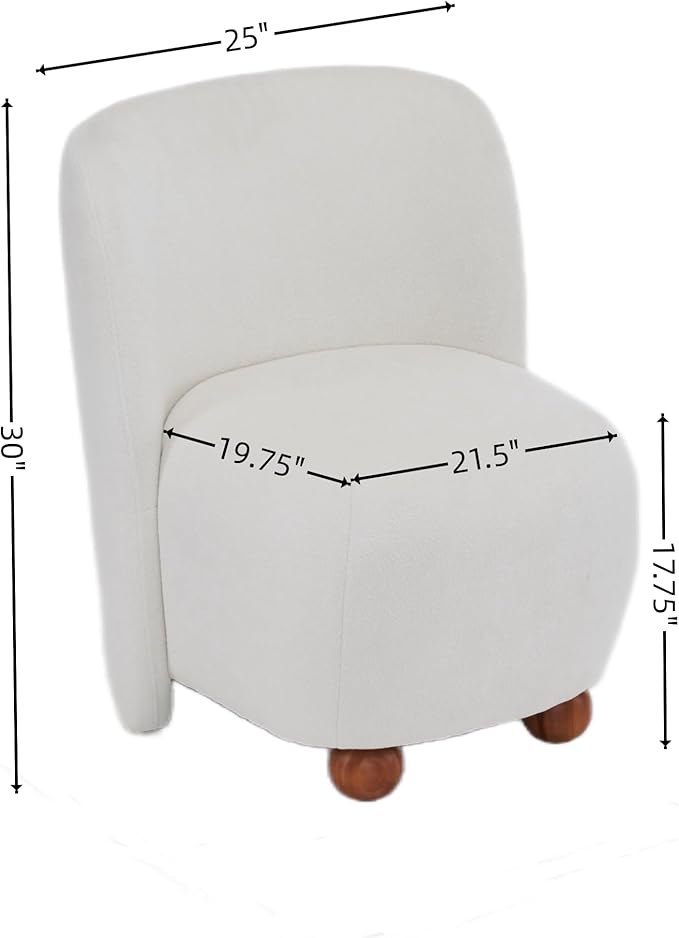 Comfy Reading Chair for Kids Teens &amp Adults Armless Barrel Chair Upholstered Single Sofa Chair &amp Occasional Chair for Living Room Small Chair &amp Corner Chairs for Bedroom (White)