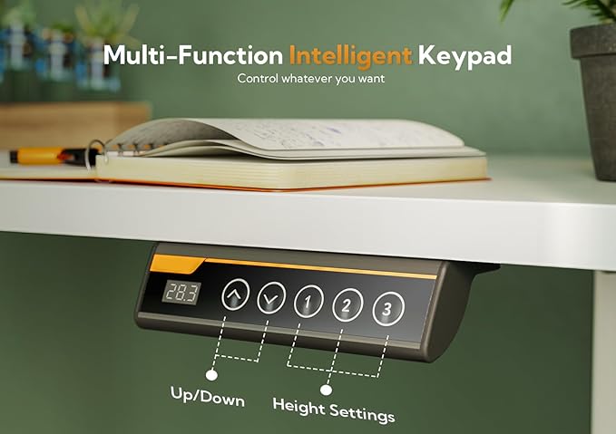 Seang Electric Standing Desk Adjustable Height Stand up Desk with 3 Memory Presets 48x24 Inch Sit Stand with Splice Board for Home Office Computer Workstation White Frame/White Top