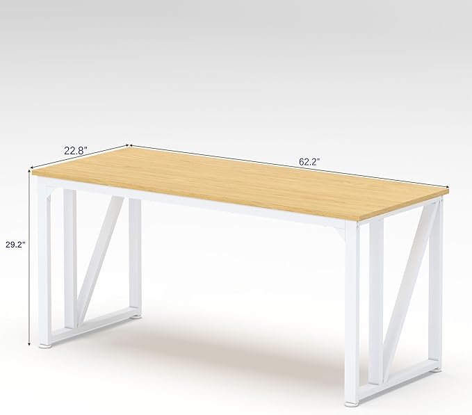NSdirect Computer Desk 62.2×22.8 Inch Gaming Desk with Deeper &amp Thicker Desktop Office Desk Work Desk for Home Office Natural