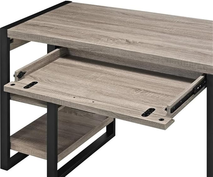 Scranton &amp Co 60 Work from Home Office Laptop Computer Desk with Storage in Driftwood and Black