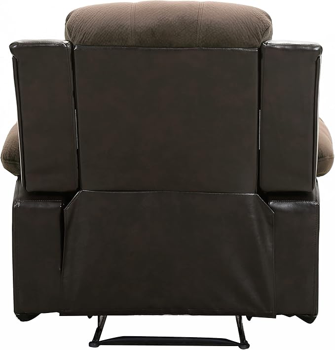 Lexicon Baluze Faux Leather Wall Hugger Recliner Chair for Living Room Office RV - High-Density Foam Sturdy Solid Wood Frame - Chairs Living Room Recliners for Small Spaces - Brown Shades