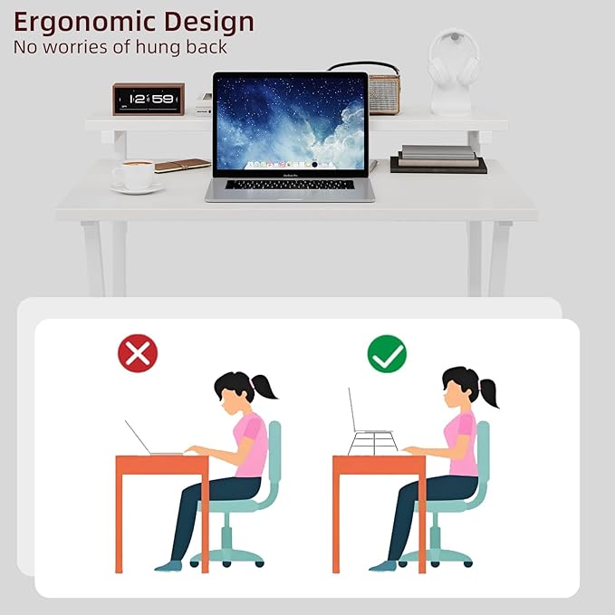 COTUBLR Small Desk 27.5 Inch Small Computer Desk for Small Spaces Computer Desk with Adjustable Monitor Stand Compact Desk with Storage Tiny Desk Study Desk for Bedroom Home Office White