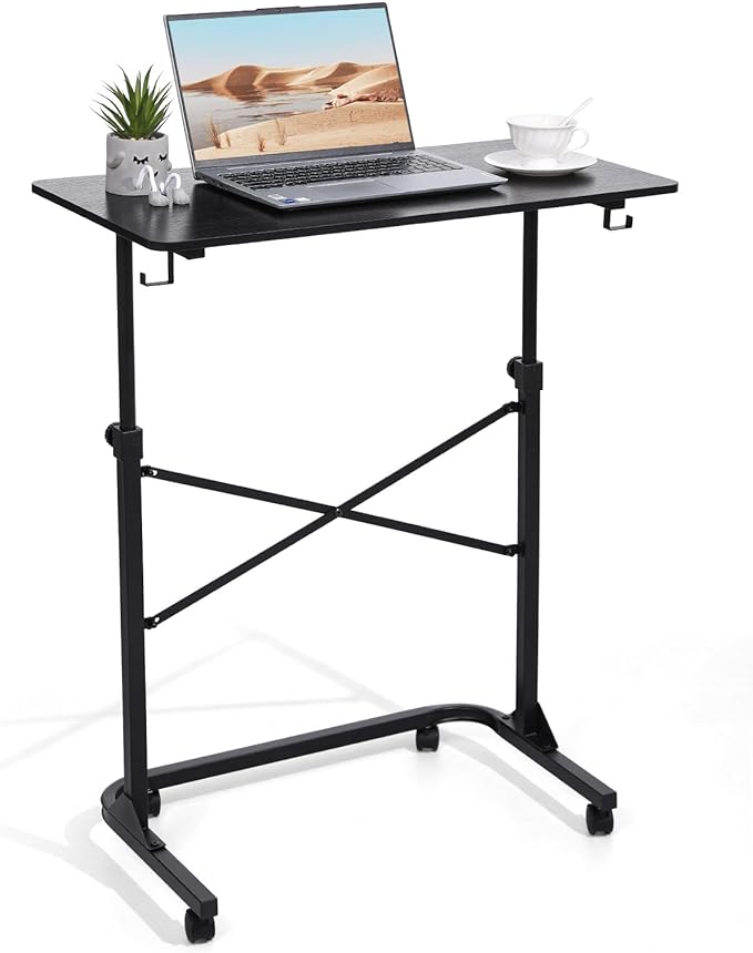 Treadmill Desk Adjustable Height (28-49 Inch) Rolling Standing Desk with Wheels Portable Laptop Table for Walking Pad Spin Bike &amp Exercise Bike 31x16 inch Mobile Workstation for Home Office