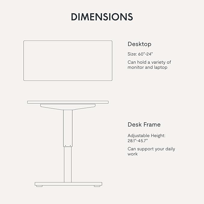 FLEXISPOT 60x24 One-Piece Electric Standing Desk 1 Thick Seamless Desktop for Home Office Study &amp Multi-Monitor Setup Black Walnut