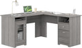 Bush Home Cabot 60W L Shaped Computer Desk with Storage in Modern Gray 60-inch Corner Table with Drawers for Home Office Workspace