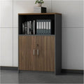 File Cabinet Lateral Filing Cabinet with Door Printer Stand with Open Storage Shelves(Color:Walnut Door)