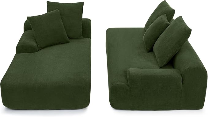 JOYBASE 110 Modular Sectional L-Shaped Cloud Couch Minimalist 4 Seat Couch with Deep Seat Left Facing Chaise for Living Room Office No Assembly Required (Green)