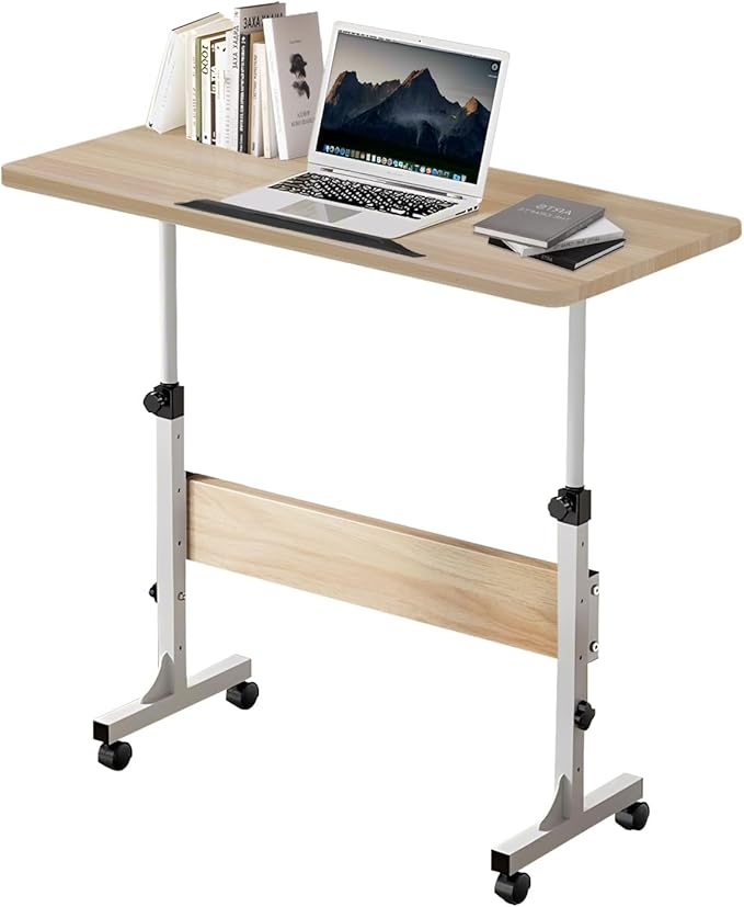 Small Standing Desk Adjustable Height Rolling Computer Desk Portable Laptop Desks with WheelsBlack