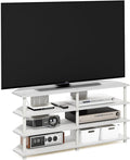 Furinno ECON TV Stand 4-Tier Corner Entertainment Center TV Console for TV up to 55 Inch Easy Assembly for Living Room Bedroom White