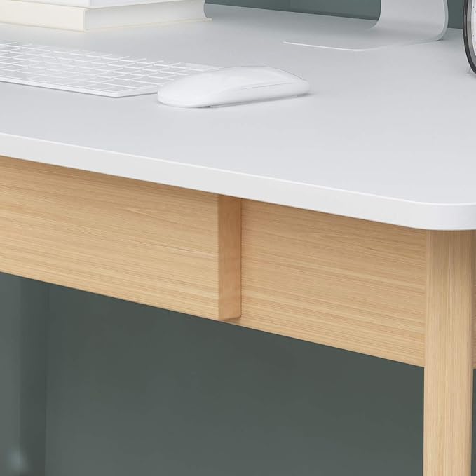 ECACAD Computer Desk with 2 Drawers 39” Home Office Desk Writing Study Working Table for Bedroom White
