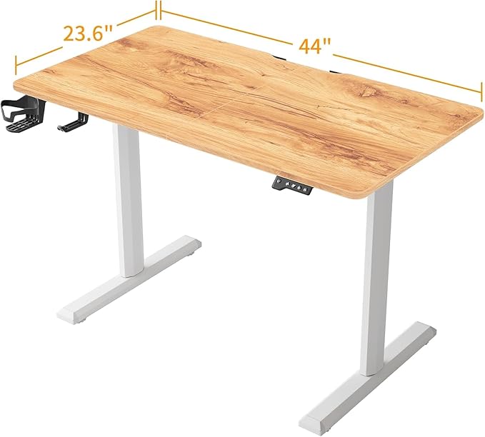 FEZIBO Height Adjustable Electric Standing Desk 44 x 24 Inches Stand up Table Sit Stand Home Office Desk with Splice Board Light Rustic Brown