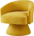 Swivel Barrel Chair Velvet Round Upholstered Accent ChairsLounge Chair with Open Backrest 360 Degree Comfy Single Sofa Dresser Chair for Living Room Hotel Bedroom Office (Yellow)