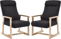 KCC Recliner Chair Adjustable Small Fabric Single Sofa with Ergonomic Back SupportAccent Chair for Living Room Nursery Bedroom Black Set of 2