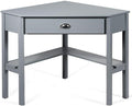 Corner Desk Compact Home Office Corner Desk Organizer90 Degrees Triangle Computer Laptop Writing Table for Small Spaces with Storage Shelf and Drawer (Gray)
