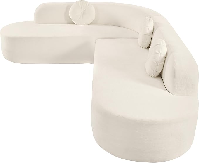 122'' Modern Extra Large Sectional Sofa Soft Fabric Upholstery Elegant Curved Design 4-5 Seater Upholstered Couches with 3 Round CushionsHigh-Resilience Foam for Ultimate Comfort (Beige-rt90)