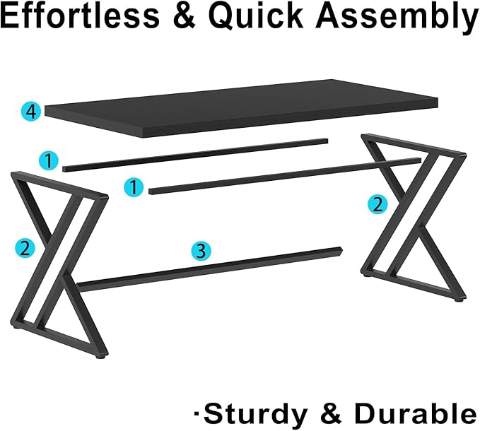 LVB Black Computer Desk Modern Gaming PC Writing Desk for Home Office Metal Computer Study Work Table for Bedroom Industrial Executive Student Simple Workstation Desk 55 in Black Oak