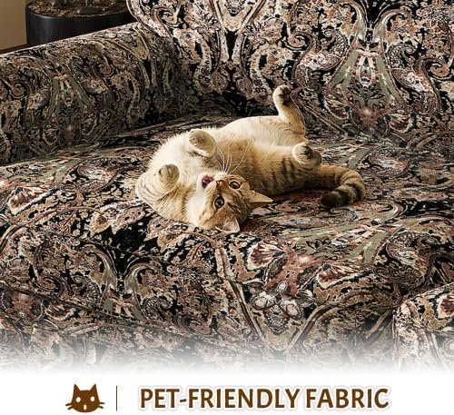 Luxury 3&amp4-Seater Sectional Couch Elegant Pleated Skirt Design and Rolled Arms 26.4 Extra-Deep Seat Couches for Living Room Apartment Soft Cushions &amp Sturdy Frame Oxford Sofa Black Flor