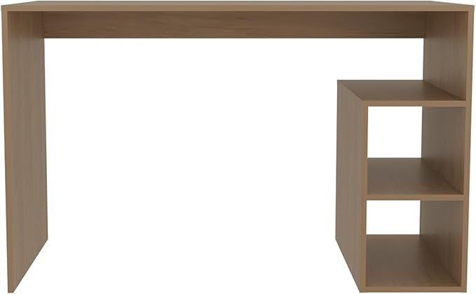 Solid 47 Wide Four Shelves Writting Desk Home Office Living Room Gamer Desk Natural Oak